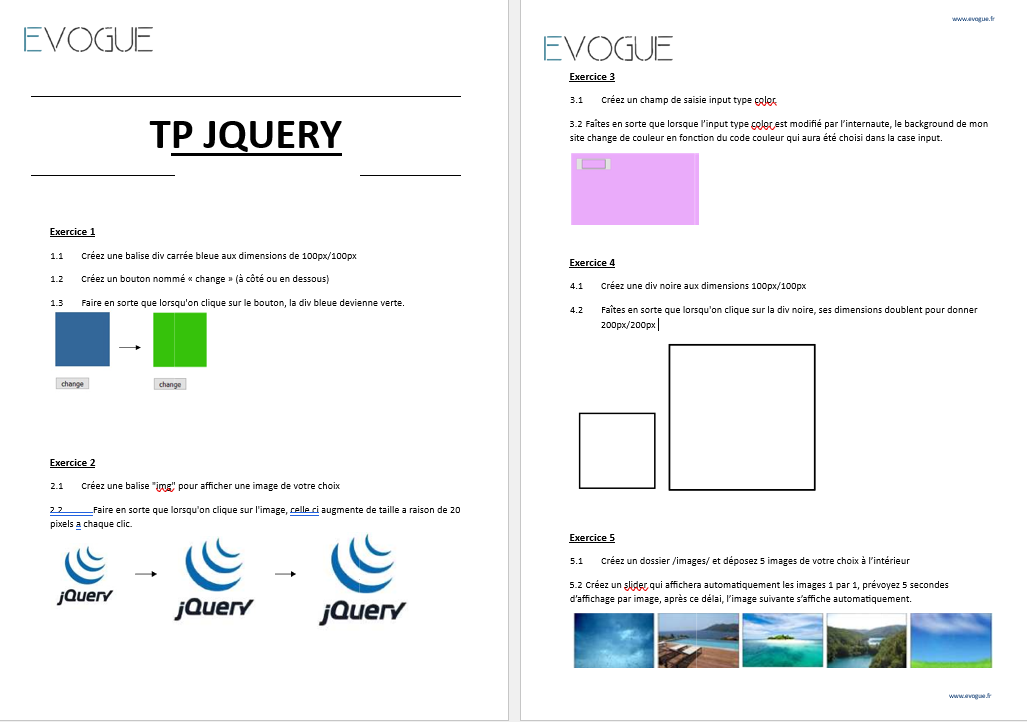 Exercices d’interactions JavaScript