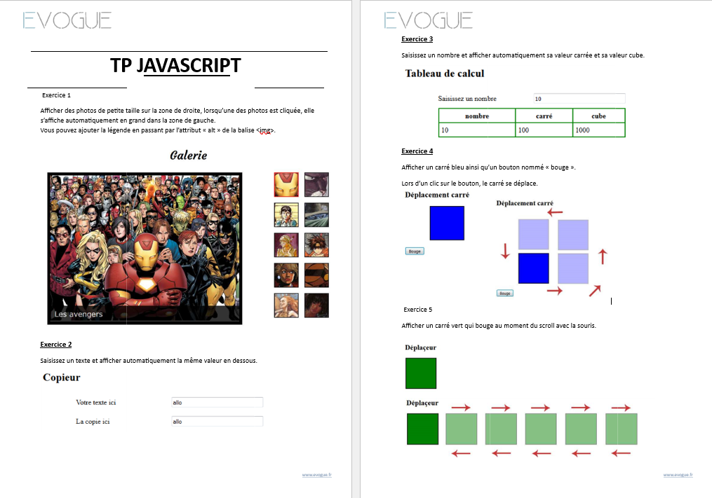 Exercices d’interfaces dynamiques JavaScript